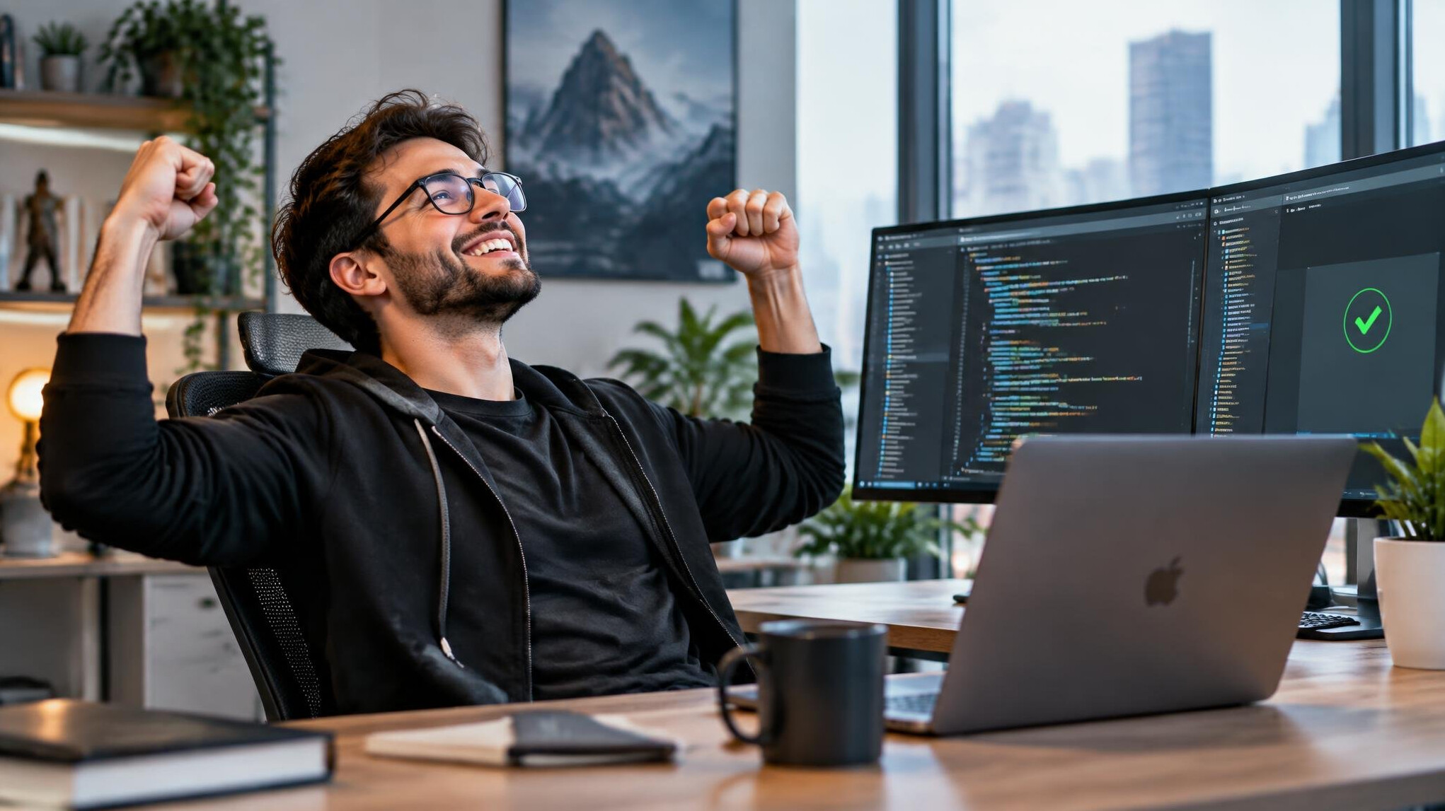 successful programmer at work