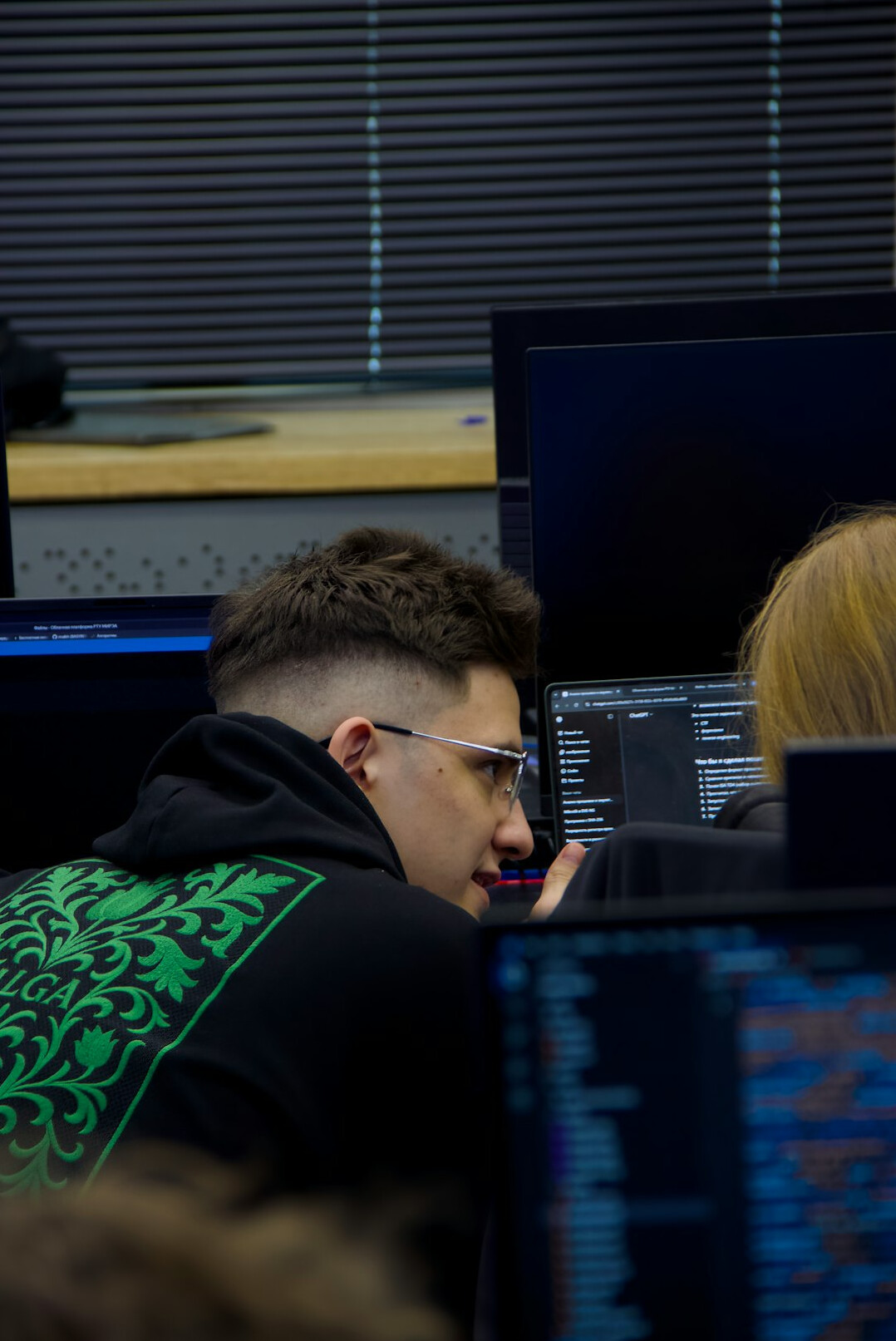 programming students in classroom