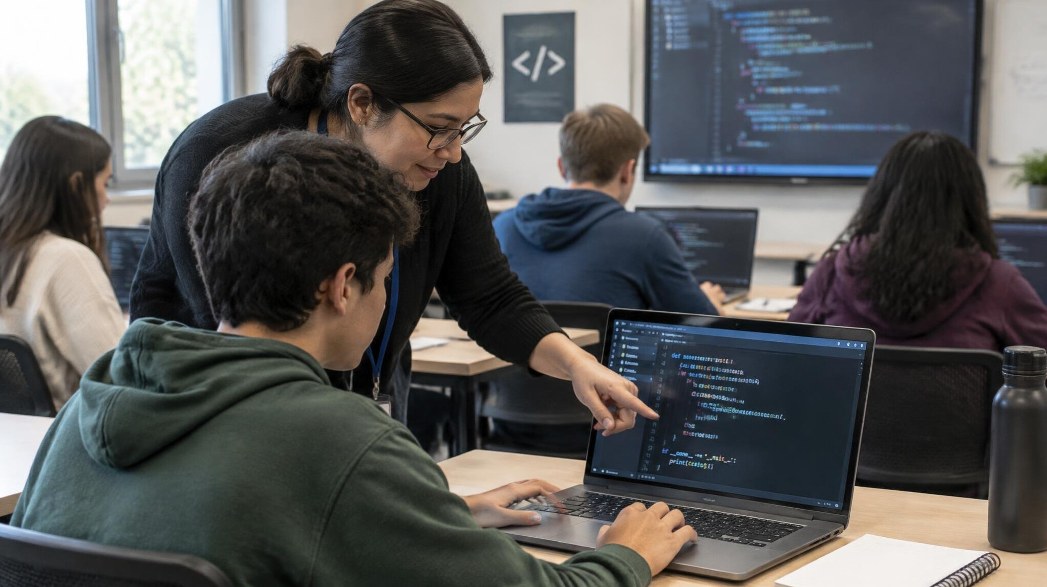 students in programming class